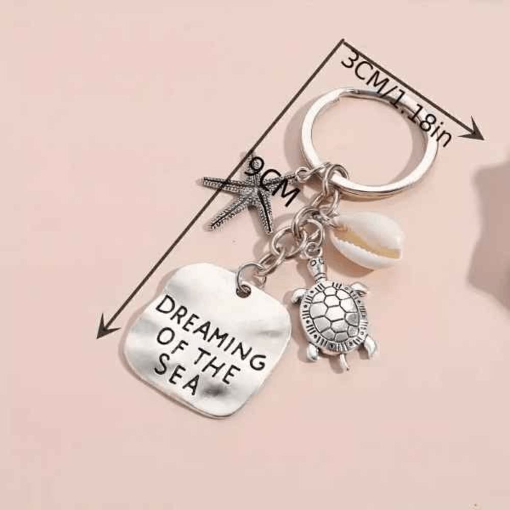 Turtle Starfish Shell Dreaming Of The Sea Keychain Key Ring - Picture 3 of 4